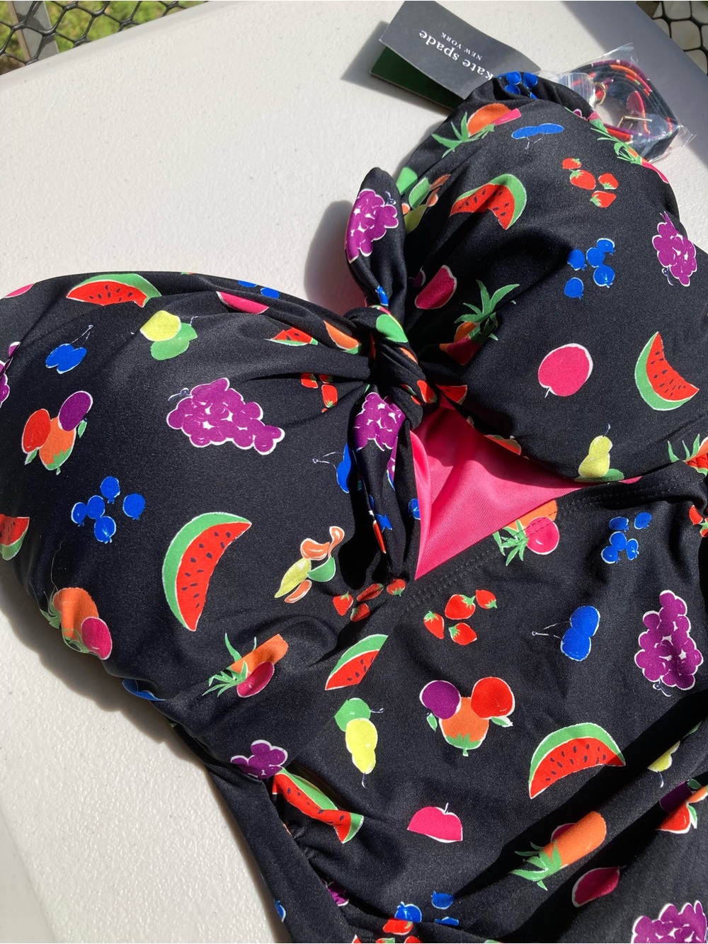 NWT Kate Spade Black One Piece Swimsuit Colorful Fruit Print Bathing Suit - Picture 5 of 16